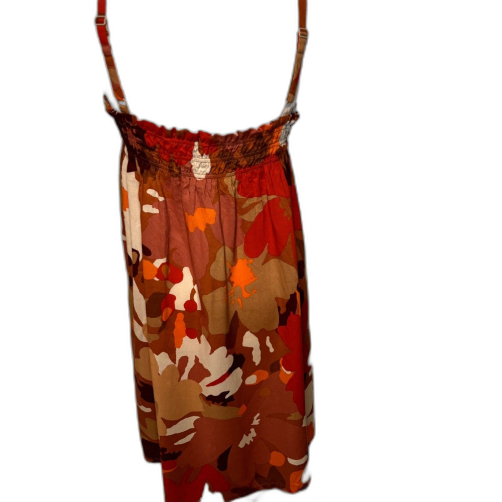 Sanctuary Floral Smocked Camisole Dress Orange Brown White Womens NWT - Picture 6 of 9